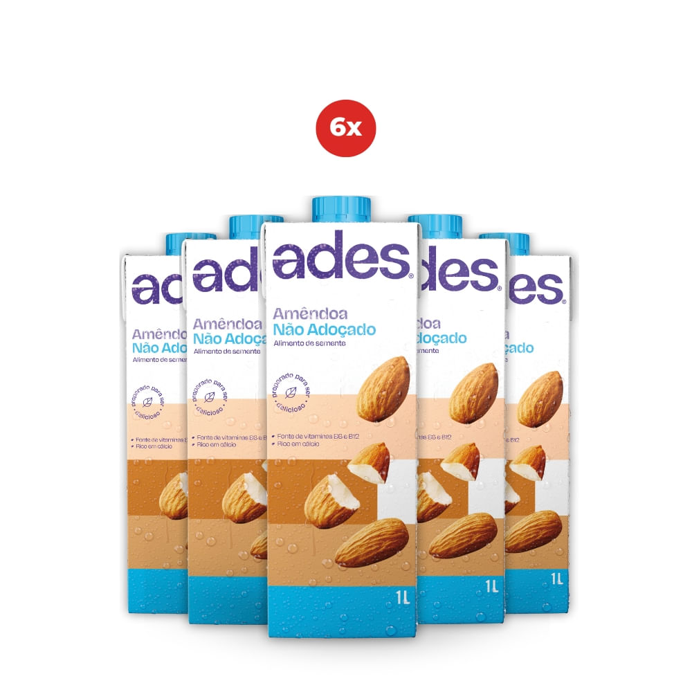 Pack 6 Ades Amêndoas Sem Açúcar 1L